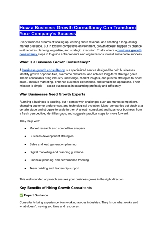 How a Business Growth Consultancy Can Transform Your Company’s Success