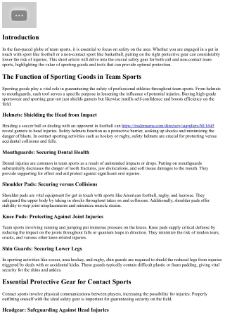 Necessary Protective Equipment for Call and Non-Contact Team Sports