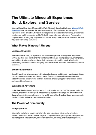 The Ultimate Minecraft Experience_ Build, Explore, and Survive