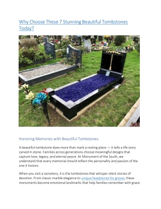 Why Choose These 7 Stunning Beautiful Tombstones Today