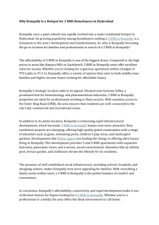 Why Kompally Is a Hotspot for 3 BHK Homebuyers in Hyderabad