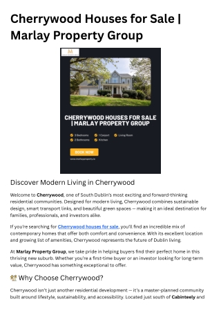 Cherrywood Houses for Sale  Marlay Property Group