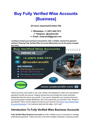 Buy Fully Verified Wise Accounts [Business]