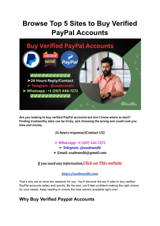 Browse Top 5 Sites to Buy Verified PayPal Accounts