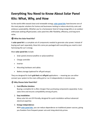 Everything You Need to Know About Solar Panel Kits What, Why, and How