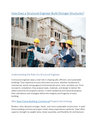 How Does a Structural Engineer Build Stronger Structures