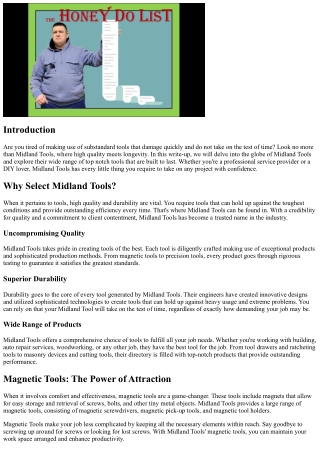 Top Quality Meets Toughness: Discovering Midland Tools for every single Job