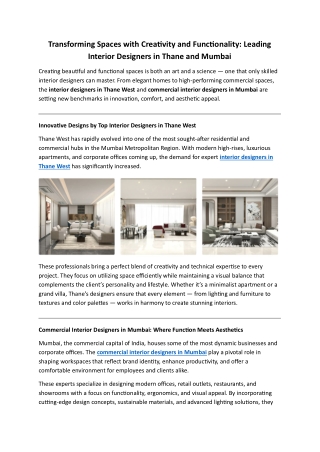 Transforming Spaces with Creativity and Functionality