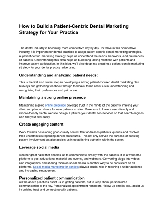 How to Build a Patient-Centric Dental Marketing Strategy for Your Practice