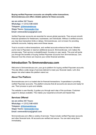 Buying verified Payoneer accounts From Smmvendorusa