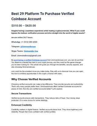 Best 29 Platform To Purchase Verified Coinbase Account