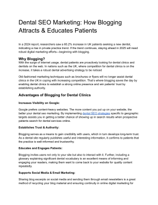 Dental SEO Marketing: How Blogging Attracts & Educates Patients