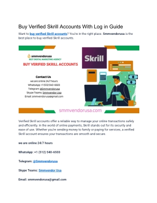 Buy Verified Skrill Accounts With Log in Guide