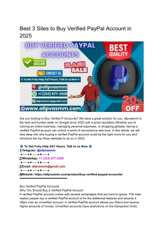 Best 3 Sites to Buy Verified PayPal Account in 2025