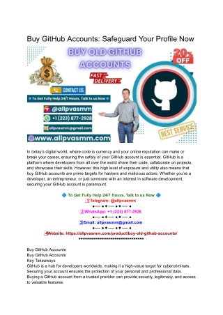 Buy GitHub Accounts_ Safeguard Your Profile Now
