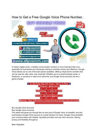 How to Get a Free Google Voice Phone Number..