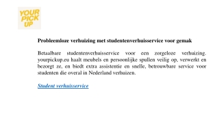 Probleemloze verhuizing met studentenverhuisservice voor gemak