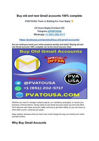 Buy old and new Gmail accounts 100% complete