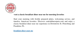 Visit a classic breakfast diner near me for morning favorites