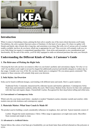 Understanding the Different Types of Sofas: A Purchaser's Guide