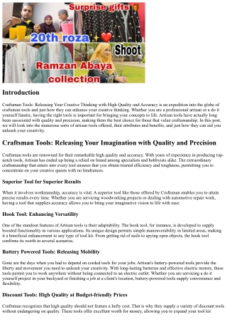 Artisan Tools: Unleashing Your Creative Thinking with Quality and Accuracy