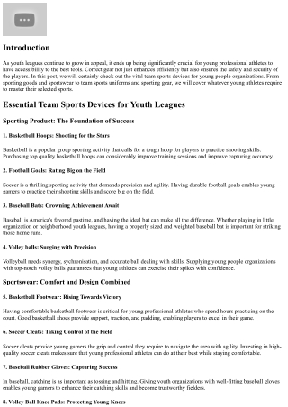 Necessary Team Sports Devices for Youth Leagues
