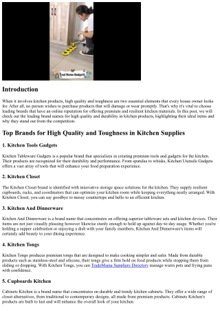 Top Brands for High Quality and Sturdiness in Kitchen Materials
