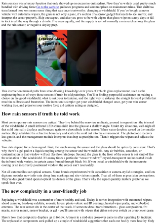 Windshield Replacement and Rain Sensors: What You Should Know