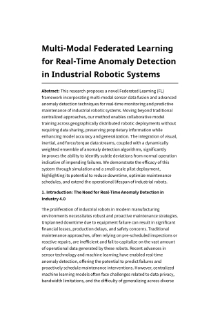 Multi-Modal Federated Learning for Real-Time Anomaly Detection in Industrial Robotic Systems