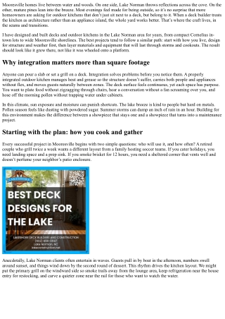 Mooresville Deck Builder: Outdoor Kitchens and Deck Integration