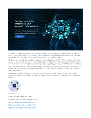 ID Guard LLC identity protection customer service phone number 888-370-1687