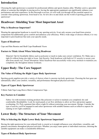 From Head to Toe: Total Overview to Selecting the Right Sportswear