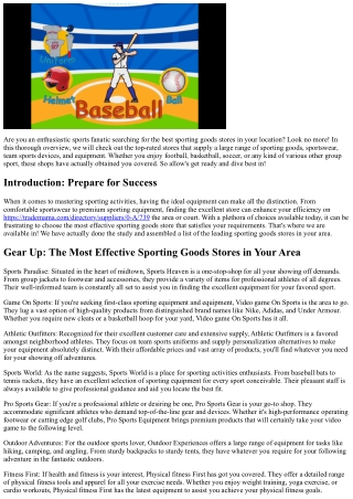 Gear Up: The Very Best Sporting Goods Stores in Your Location