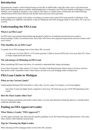 Maximizing Your FHA Loan Benefits in Michigan: Tips for Homebuyers