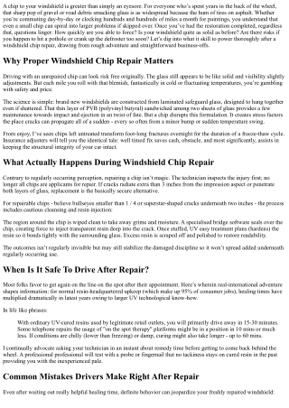 Safe Driving After a Windshield Chip Repair: Tips and Advice