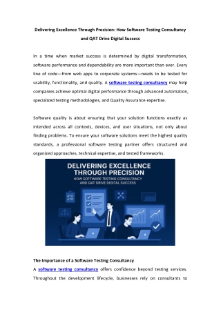 How Software Testing Consultancy and QAT Drive Digital Success