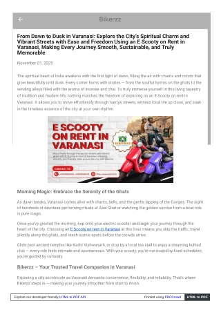 Relive Ancient Beauty through E Scooty on rent in Varanasi