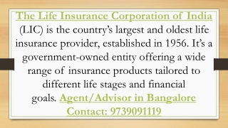 LIC Insurance Agent/Advisor in Bangalore | Call: 9739091119
