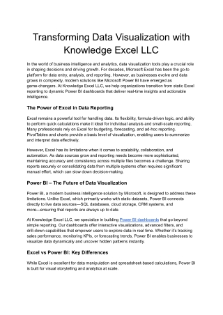 Reimagining Data Visualization with Knowledge Excel LLC