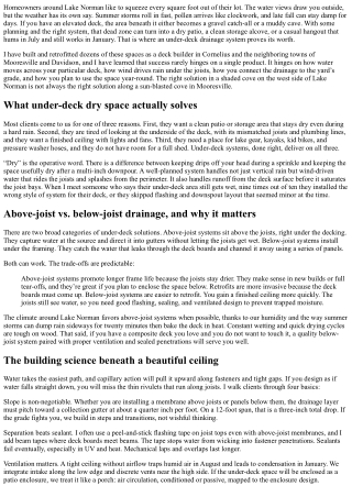 Cornelius Deck Builder: Under-Deck Dry Space Solutions