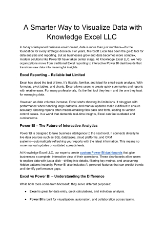 A Smarter Way to Visualize Data with Knowledge Excel LLC
