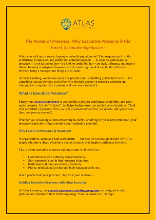 The Power of Presence Why Executive Presence is the Secret to Leadership Success