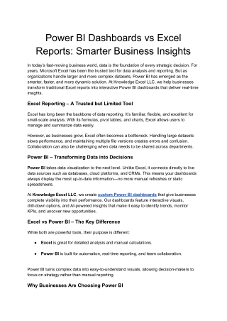 Power BI Dashboards vs Excel Reports_ Smarter Business Insights