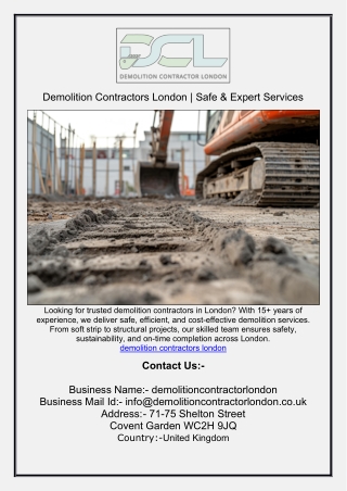 Demolition Contractors London | Safe & Expert Services