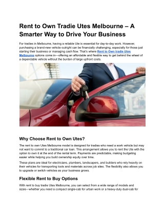 Rent to Own Tradie Utes Melbourne – A Smarter Way to Drive Your Business