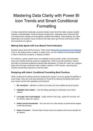 Visual Intelligence in Power BI: Icons, Trends, and Clarity