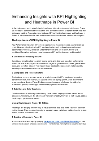 KPI Highlighting and Heatmaps: The Power BI Edge
