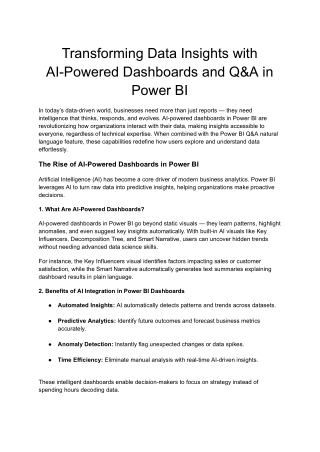 AI-Powered Dashboards and Natural Q&A in Power BI