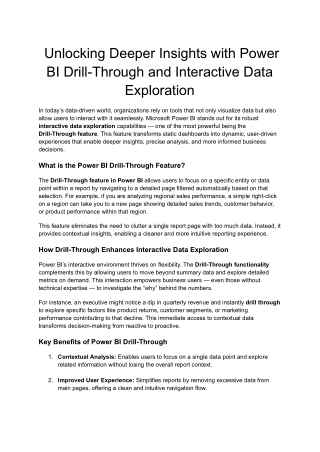 Dig Deeper: Power BI Drill-Through for Enhanced Insights