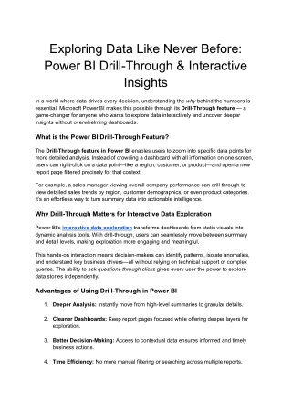 Power BI Drill-Through and Interactive Exploration Made Simple